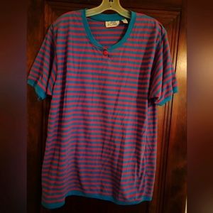 Vintage 80's Stripped Pink & Turquoise Shirt Size 20W